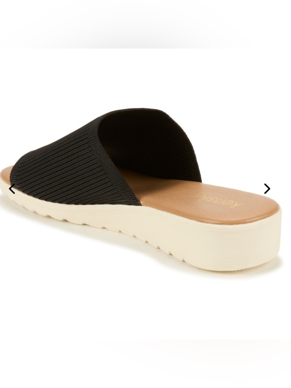 Kensie Black Ribbed Slide Sandals with Cream Platform